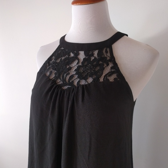 ❎ *Sold* Black Lace Chiffon Halter Tunic Dress - Picture 2 of 5